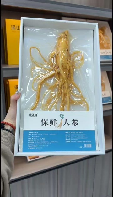 抚松县长白山保鲜人参净重185克，赠送礼品袋大颗参
